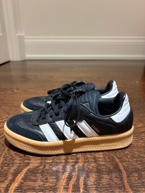 adidas Black & White Samba Sneakers with Gum Sole